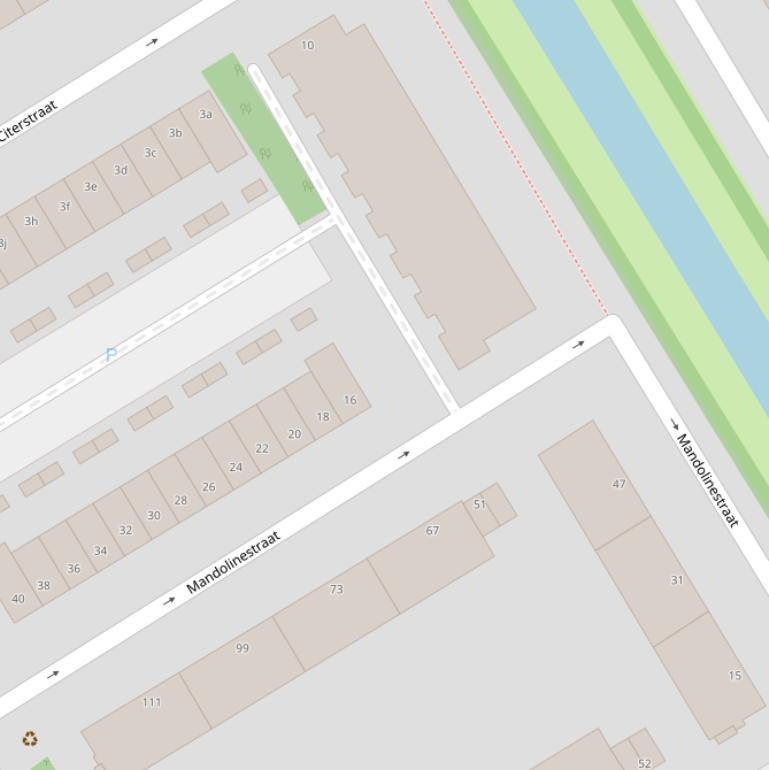 Kaart van de Mandolinestraat.