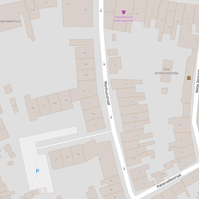 Kaart van de Manhuisstraat.