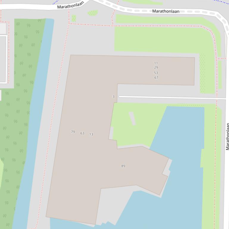 Kaart van de Marathonlaan.