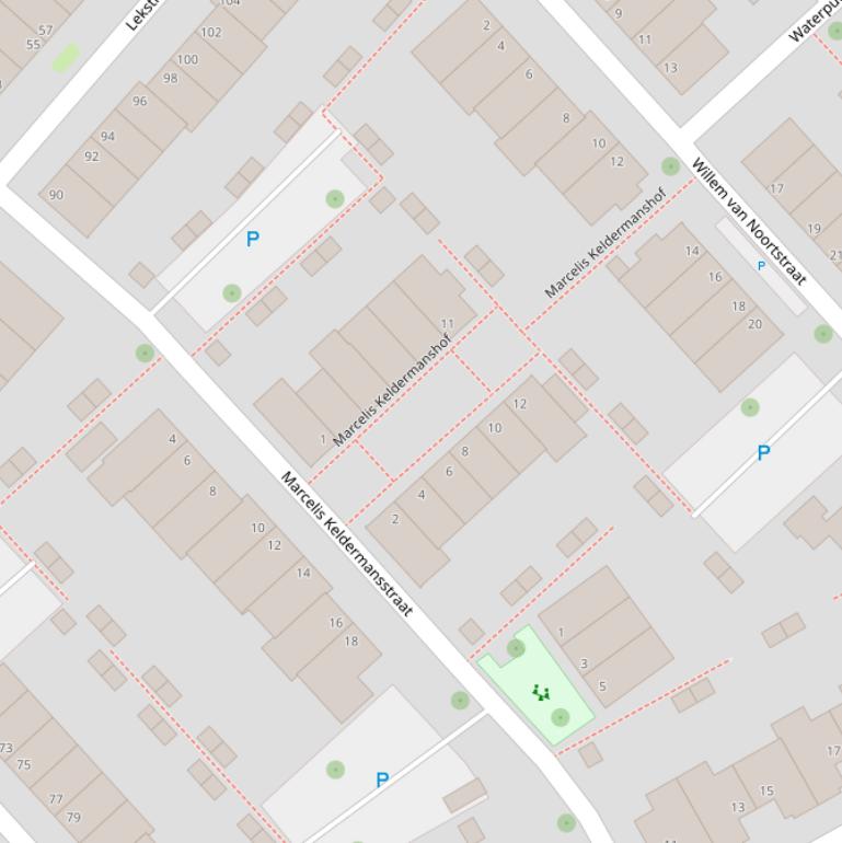 Kaart van de Marcelis Keldermanshof.