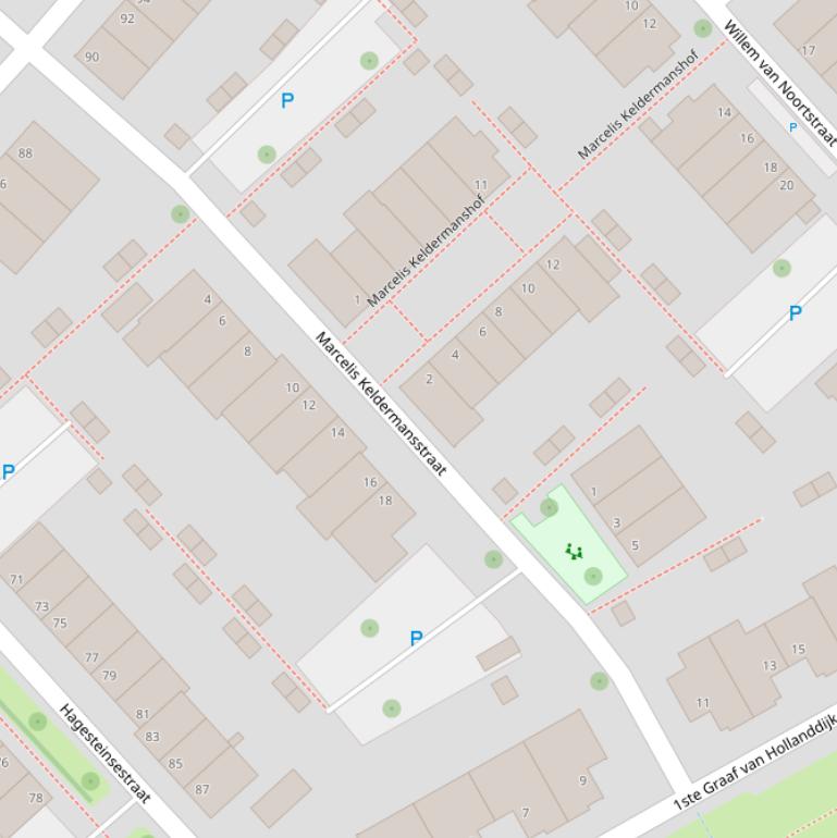 Kaart van de Marcelis Keldermansstraat.