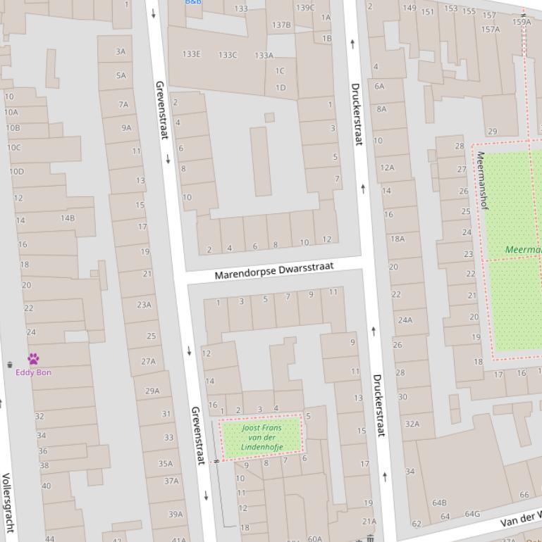 Kaart van de Marendorpse Dwarsstraat.