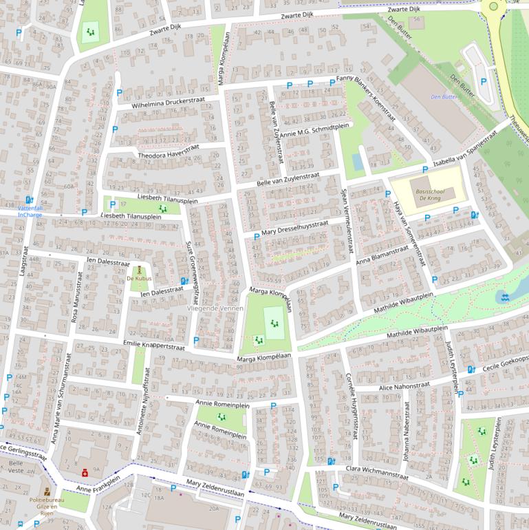 Kaart van de Marga Klompélaan.