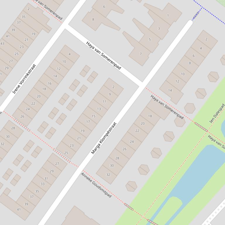 Kaart van de Marga Klompéstraat.