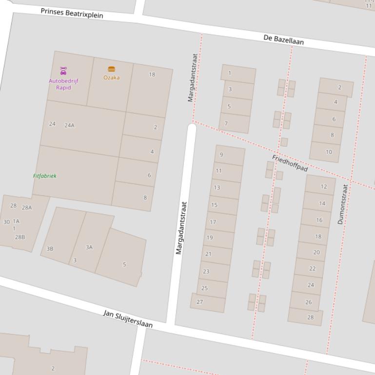 Kaart van de Margadantstraat.