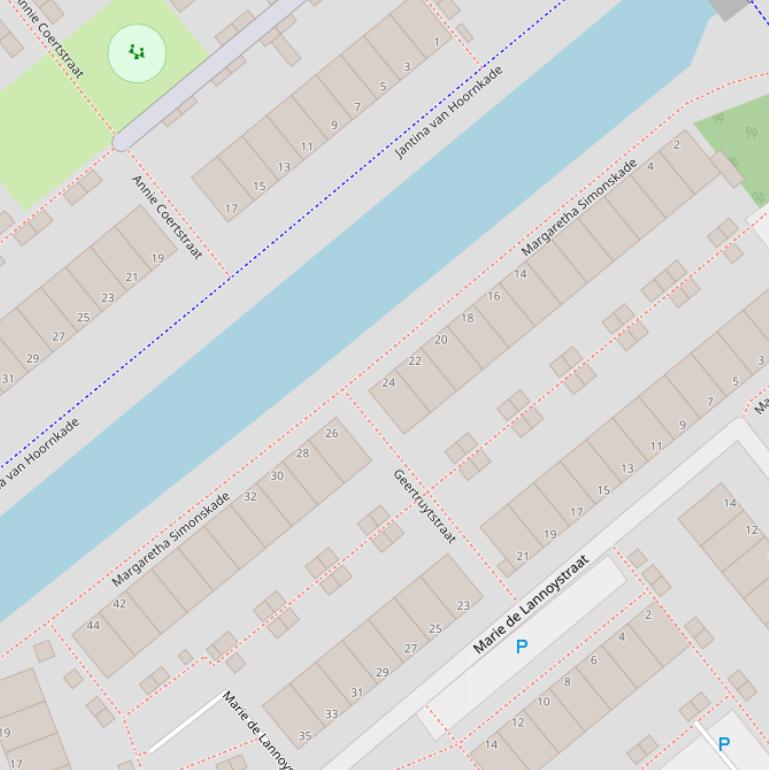 Kaart van de Margaretha Simonskade.
