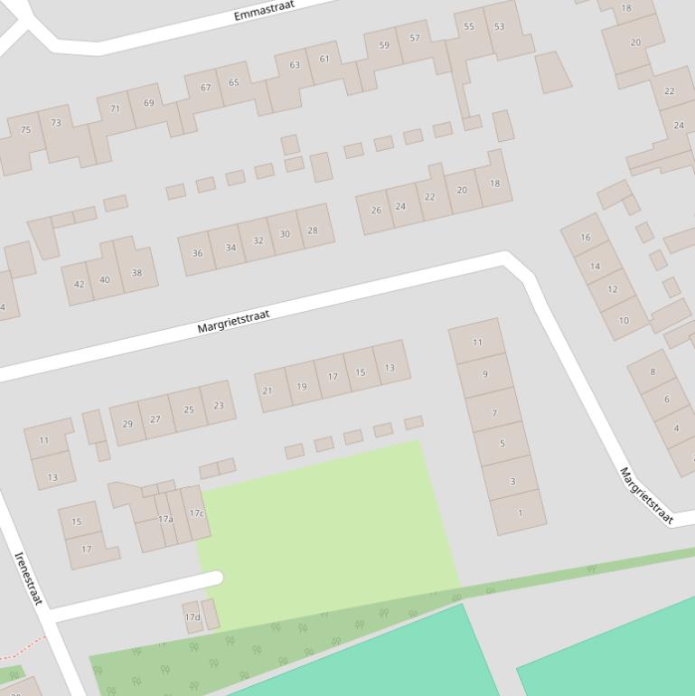 Kaart van de Margrietstraat.