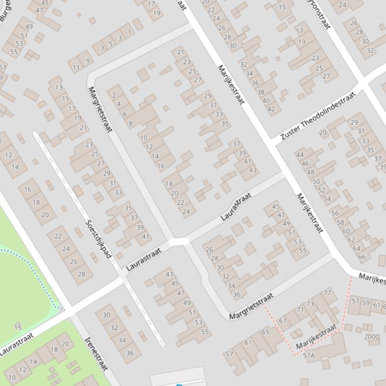 Kaart van de Margrietstraat.