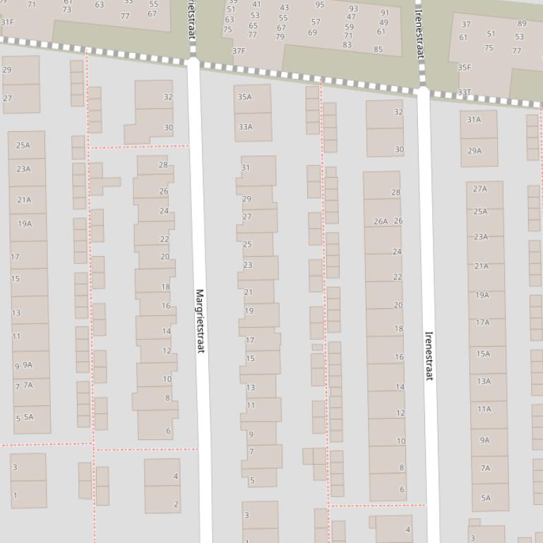 Kaart van de Margrietstraat.