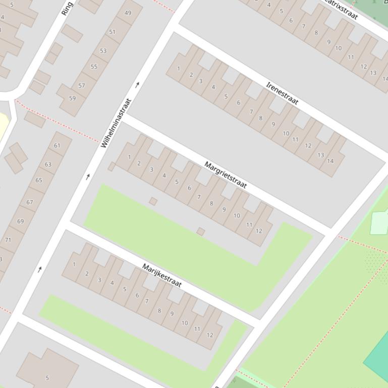 Kaart van de Margrietstraat.