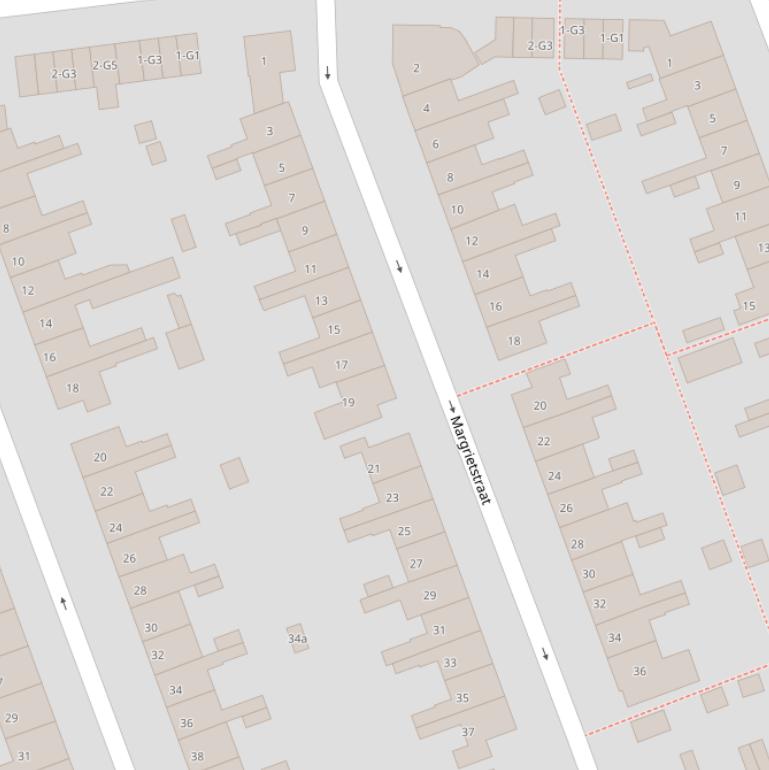 Kaart van de Margrietstraat.