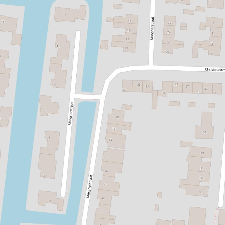 Kaart van de Margrietstraat.