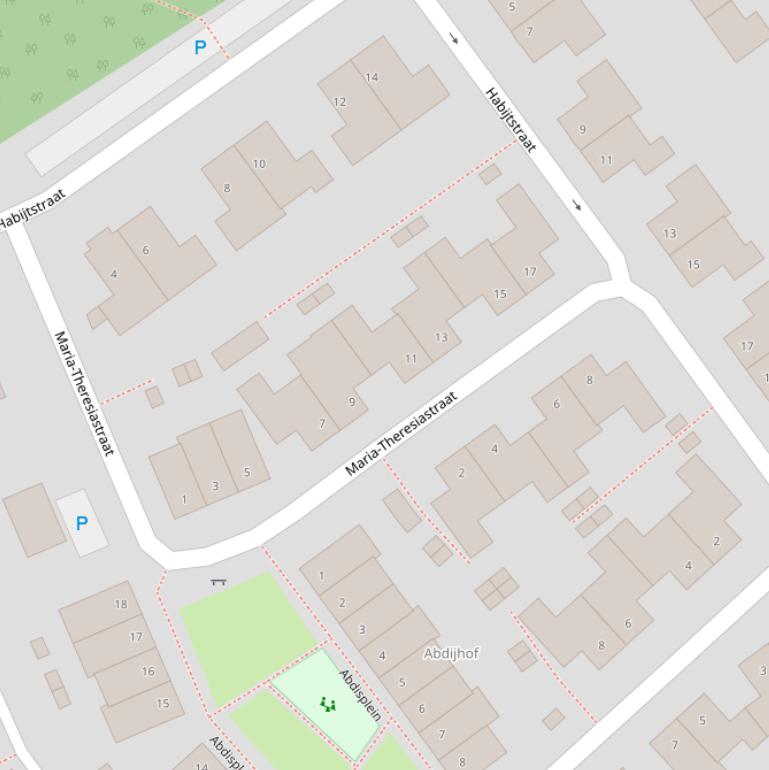 Kaart van de Maria-Theresiastraat.