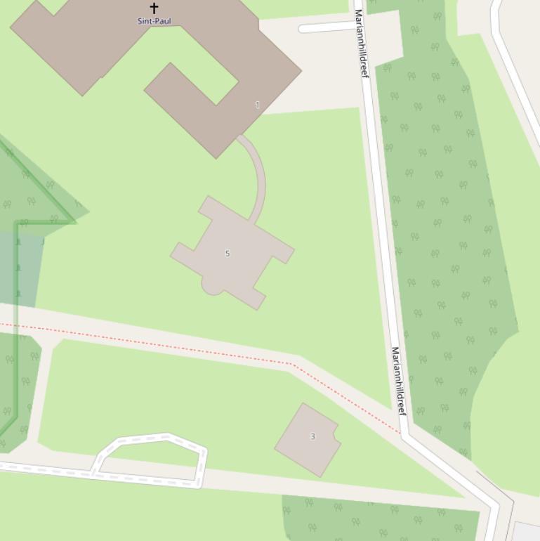 Kaart van de Mariannhilldreef.