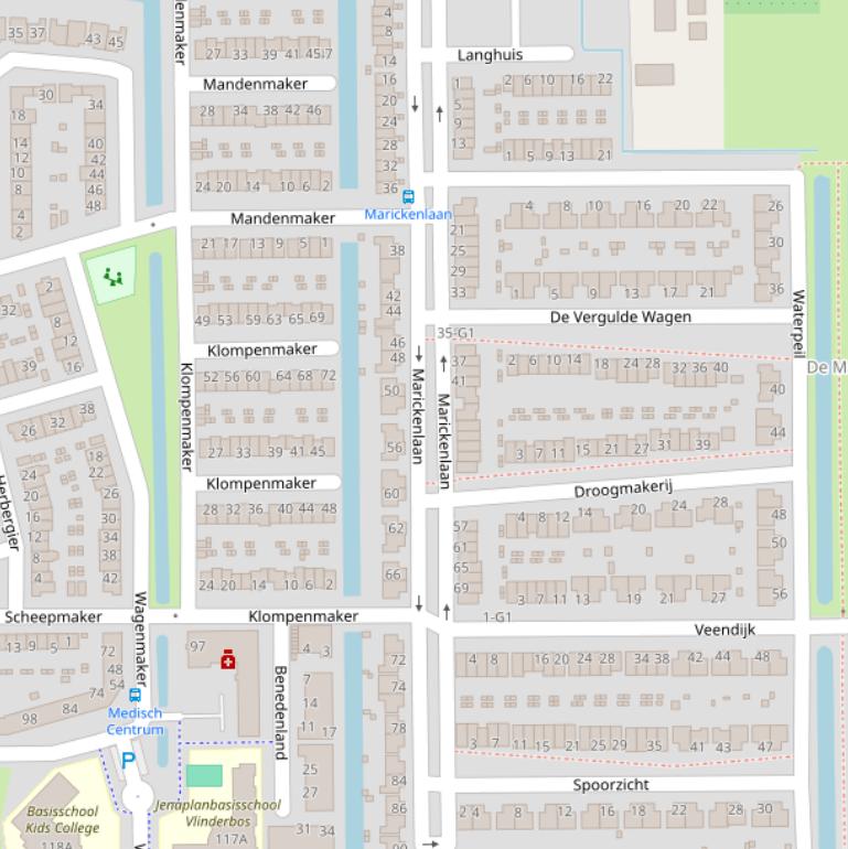 Kaart van de Marickenlaan.