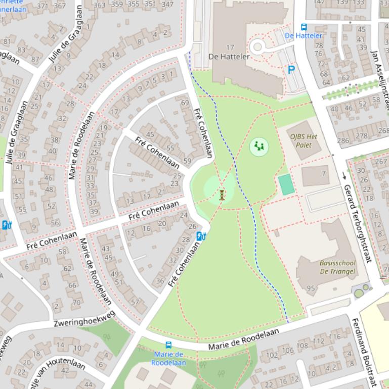 Kaart van  Marie de Roodelaan.