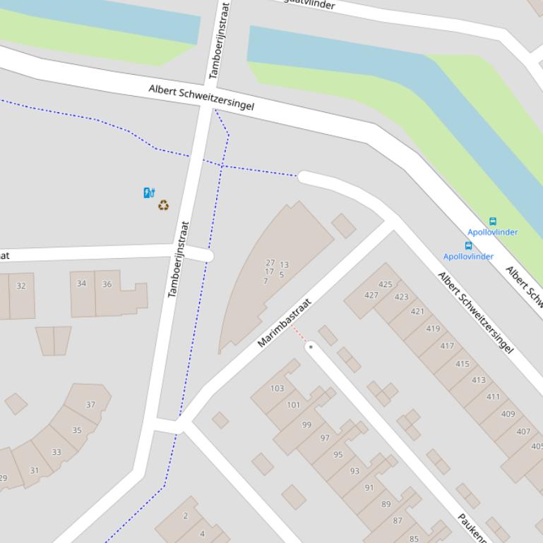 Kaart van de Marimbastraat.