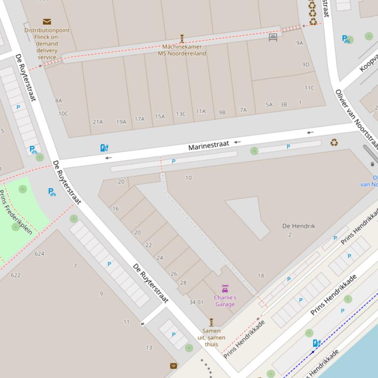 Kaart van de Marinestraat.