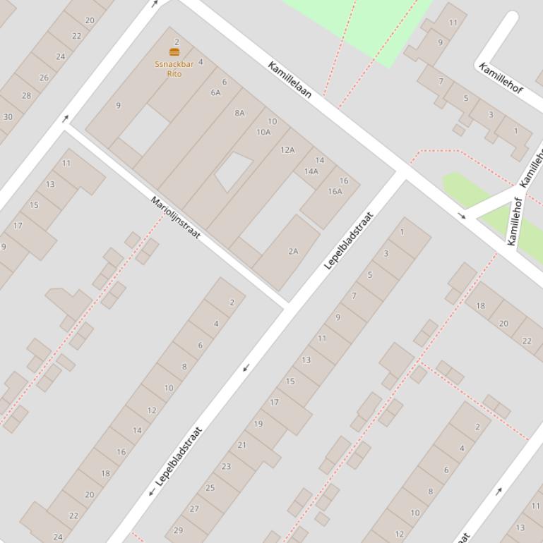 Kaart van de Marioleinstraat.