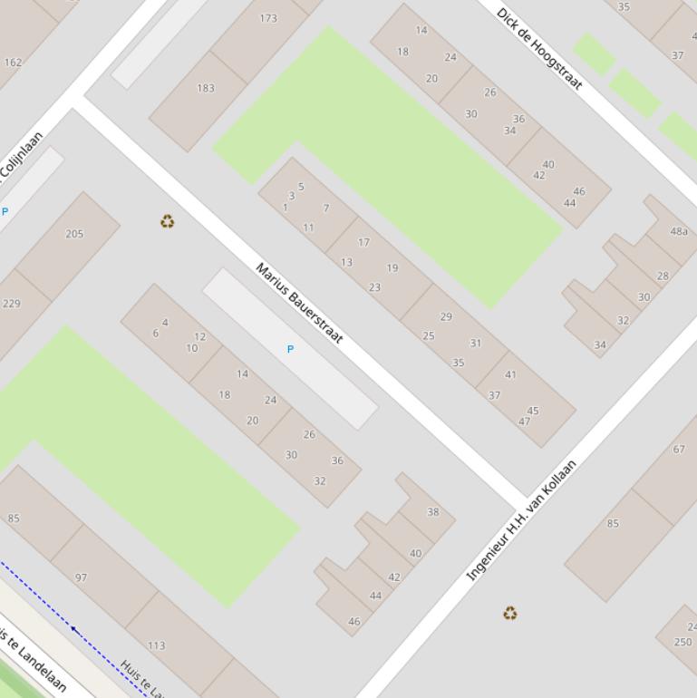 Kaart van de Marius Bauerstraat.