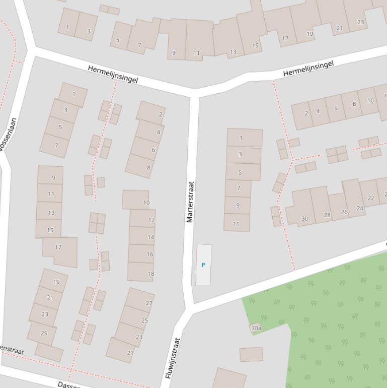 Kaart van de Marterstraat.