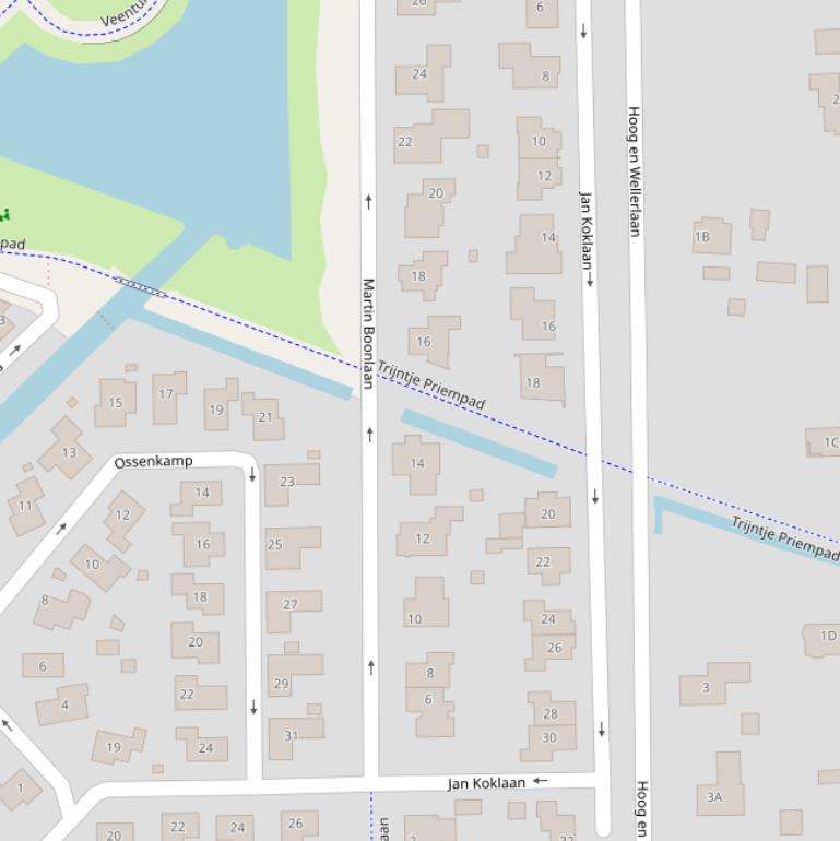 Kaart van de Martin Boonlaan.