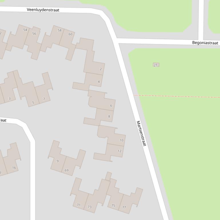 Kaart van de Martsenstraat.