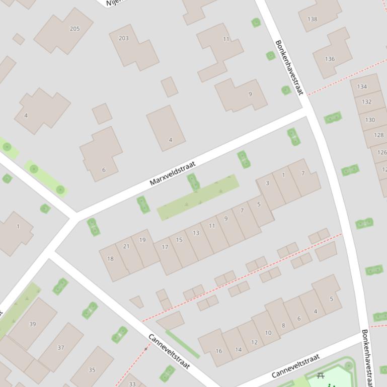 Kaart van de Marxveldstraat.