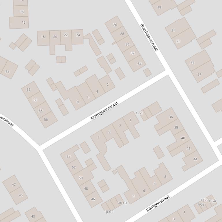 Kaart van de Mathijsenstraat.