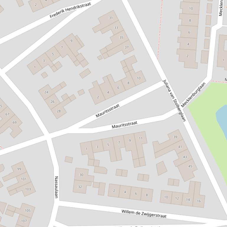 Kaart van de Mauritsstraat.