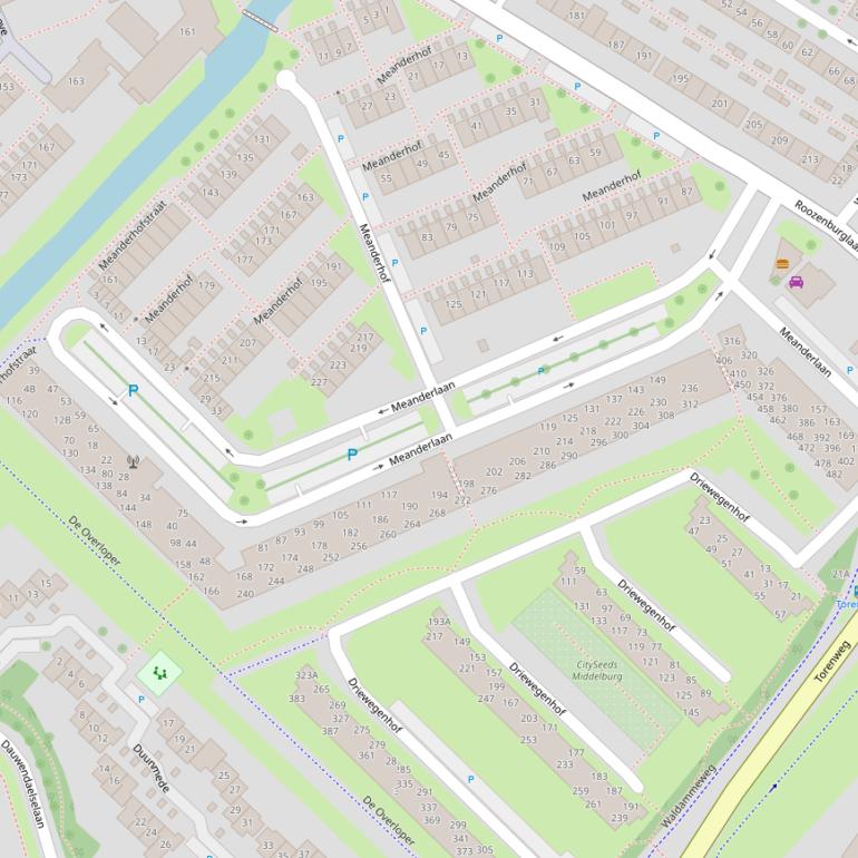 Kaart van de Meanderlaan.