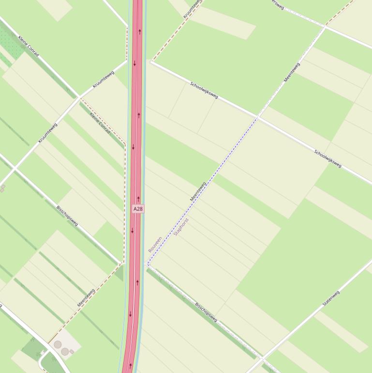 Kaart van de Meenteweg.