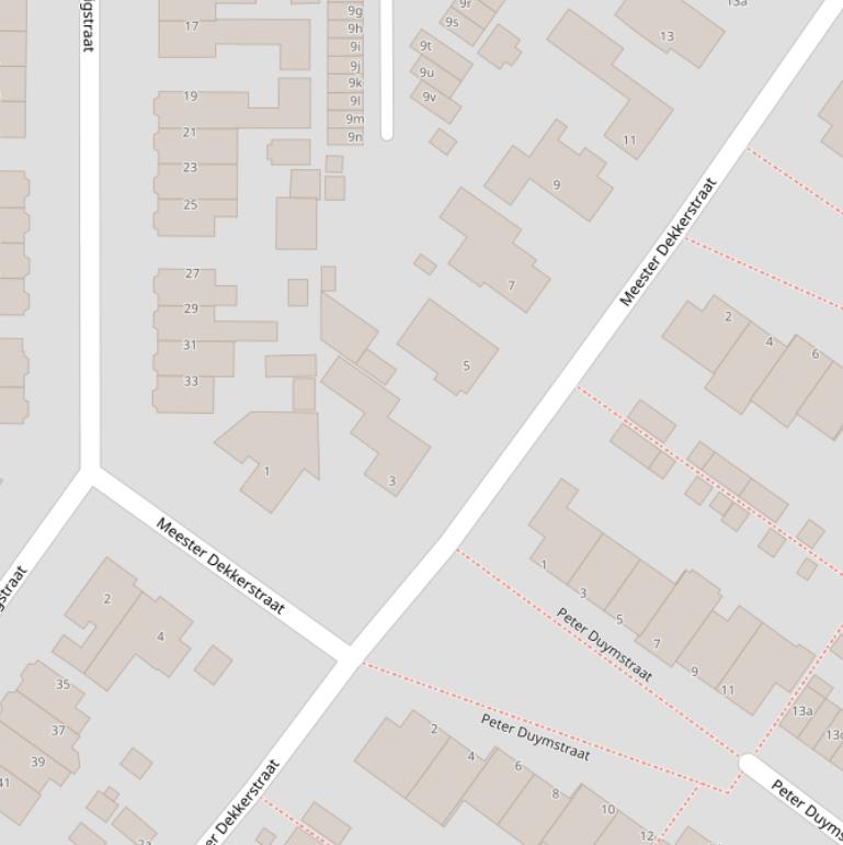 Kaart van de Meester Dekkerstraat.