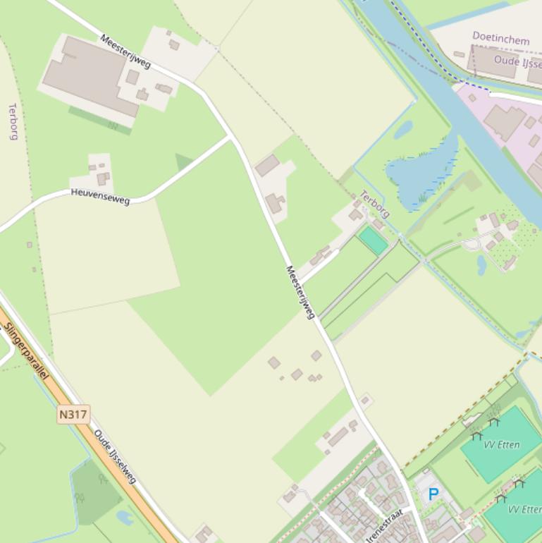 Kaart van de Meesterijweg.