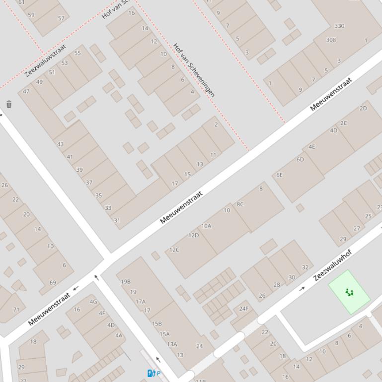 Kaart van de Meeuwenstraat.