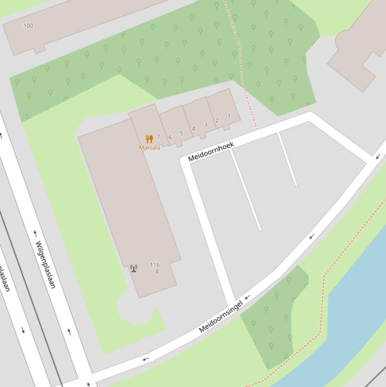 Kaart van  Meidoornhoek.