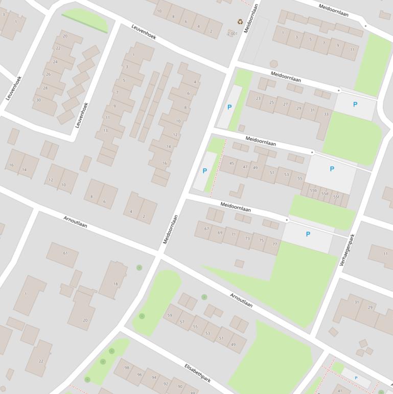Kaart van de Meidoornlaan.
