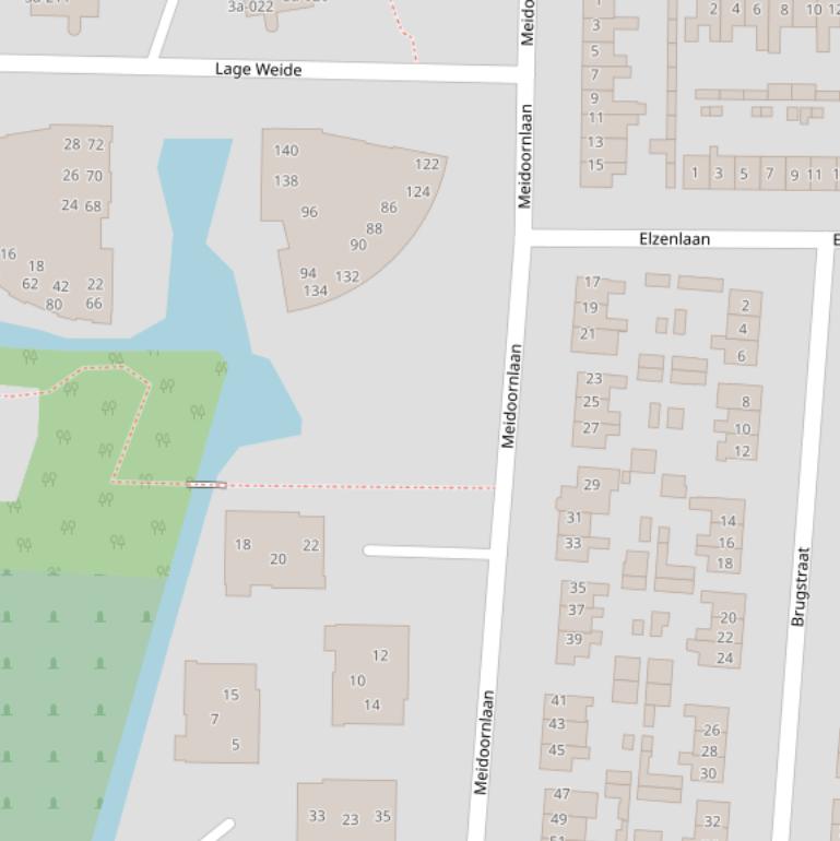 Kaart van de Meidoornlaan.