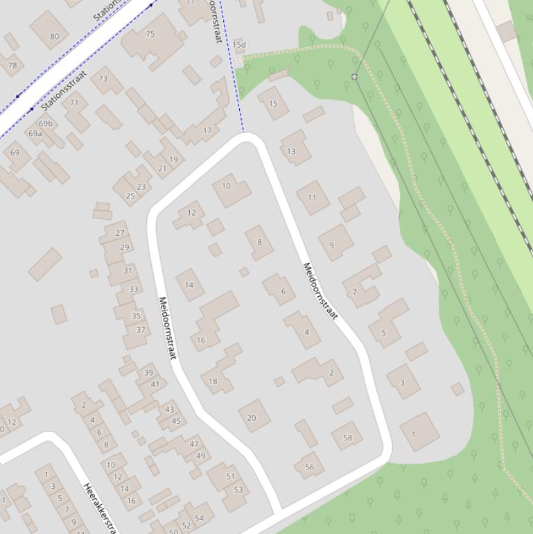 Kaart van de Meidoornstraat.