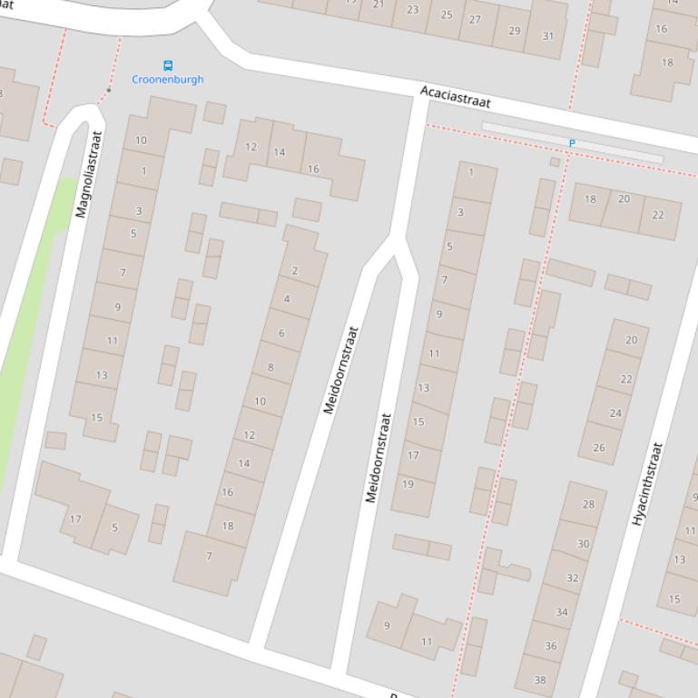 Kaart van de Meidoornstraat.