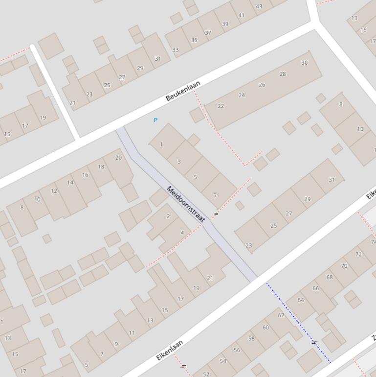 Kaart van de Meidoornstraat.