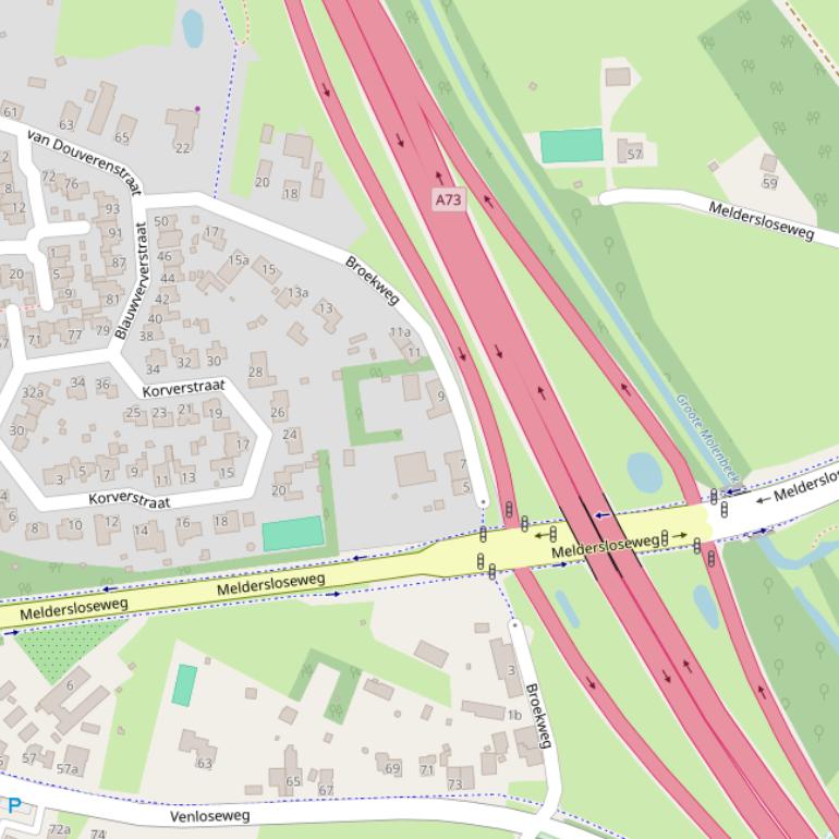 Kaart van de Meldersloseweg.