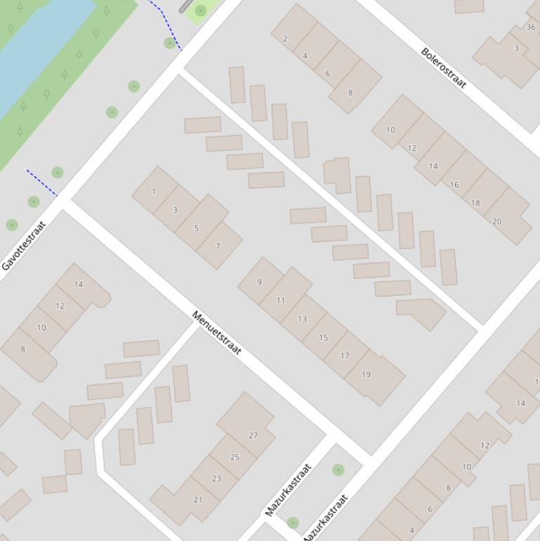 Kaart van de Menuetstraat.