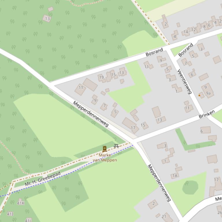 Kaart van de Mepperdennenweg.