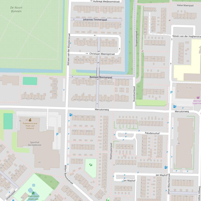 Kaart van de Mercatorweg.