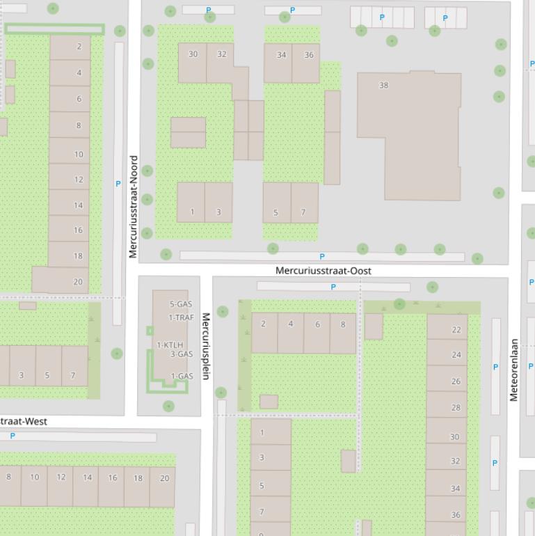 Kaart van  Mercuriusstraat-Oost.