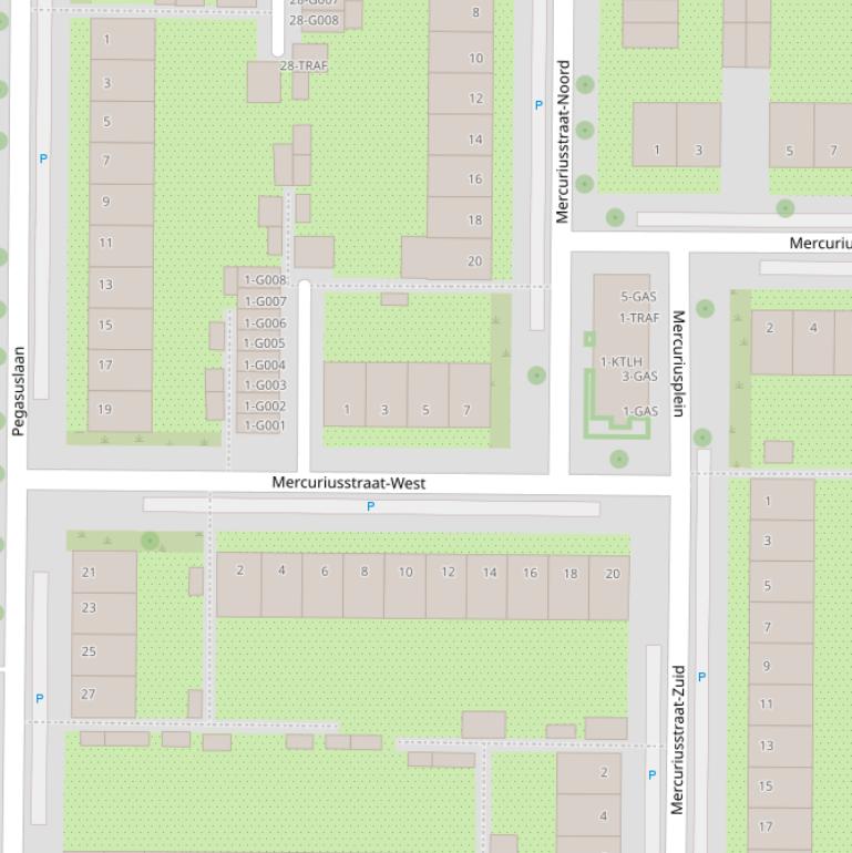 Kaart van  Mercuriusstraat-West.