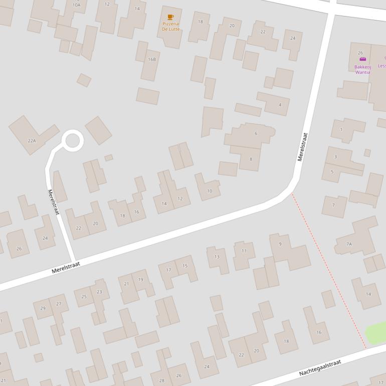 Kaart van de Merelstraat.