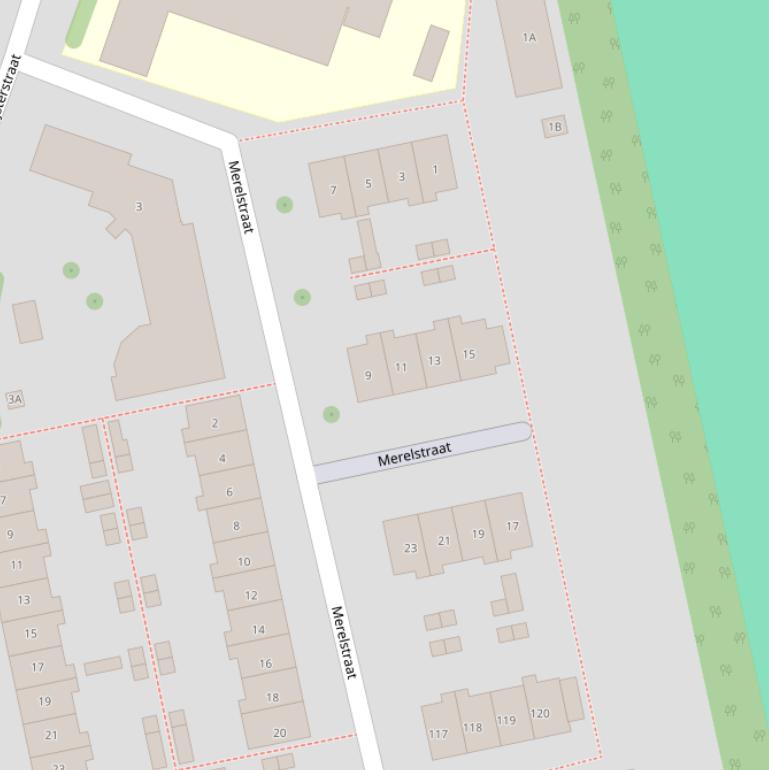 Kaart van de Merelstraat.