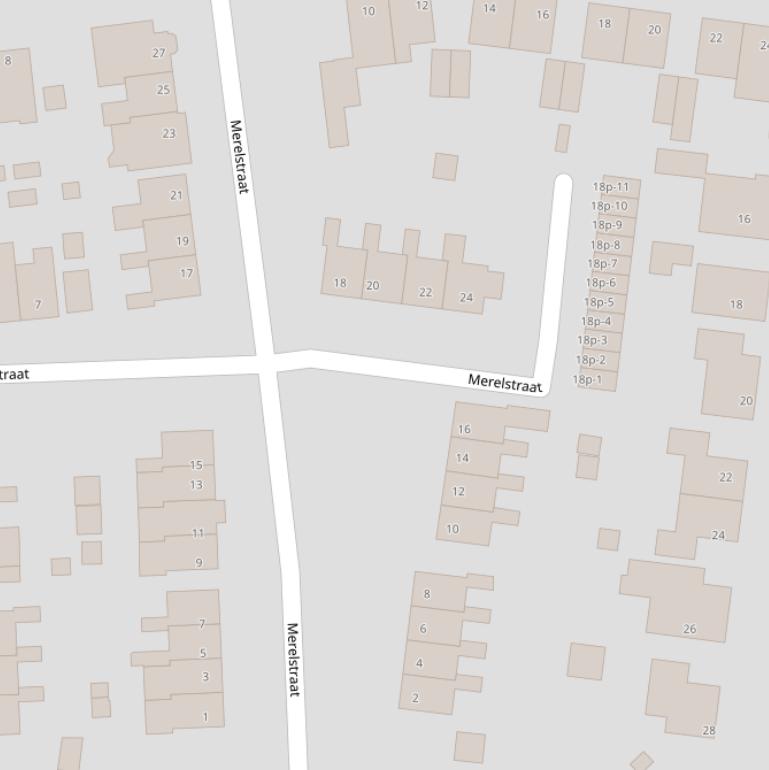 Kaart van de Merelstraat.